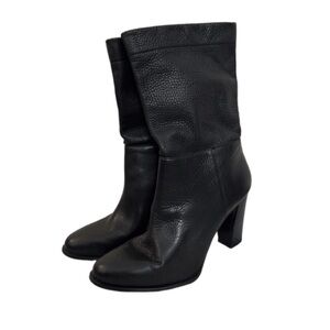 Vero Cuoio Black Leather Mid-Calf Heeled Boots